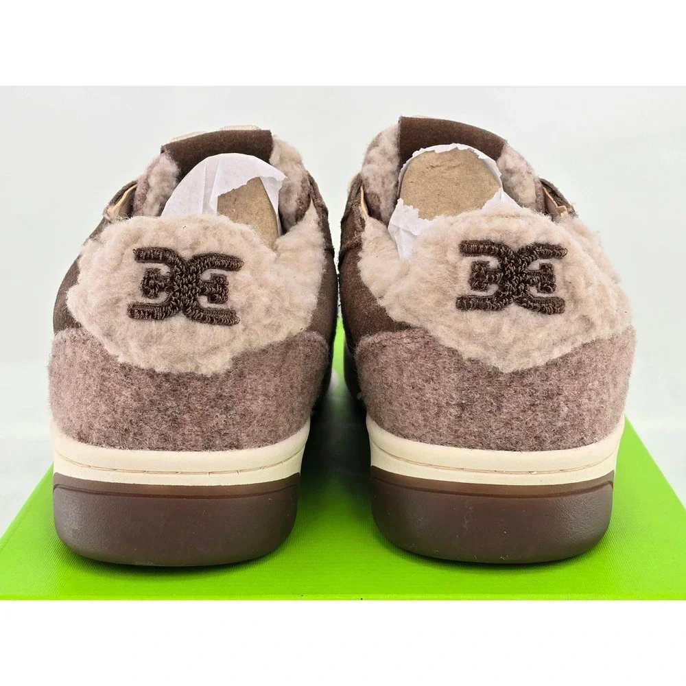 Sam Edelman Harper Cozy Sneakers Womens 5.5 Taupe Faux Fur Trim - NEW